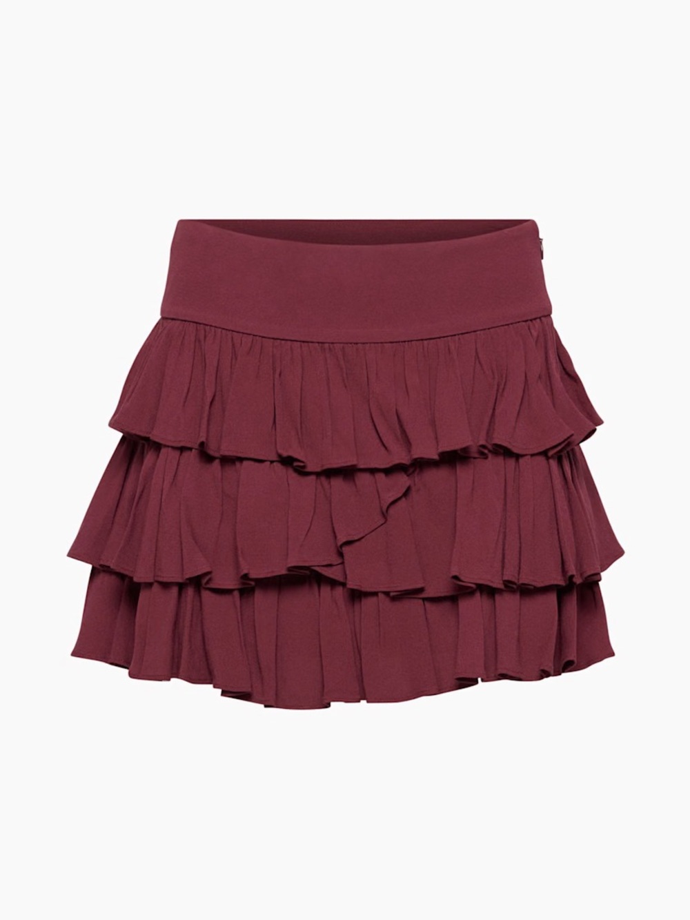 Sunday Best Burgundy Tiered Ruffle Mini Skirt